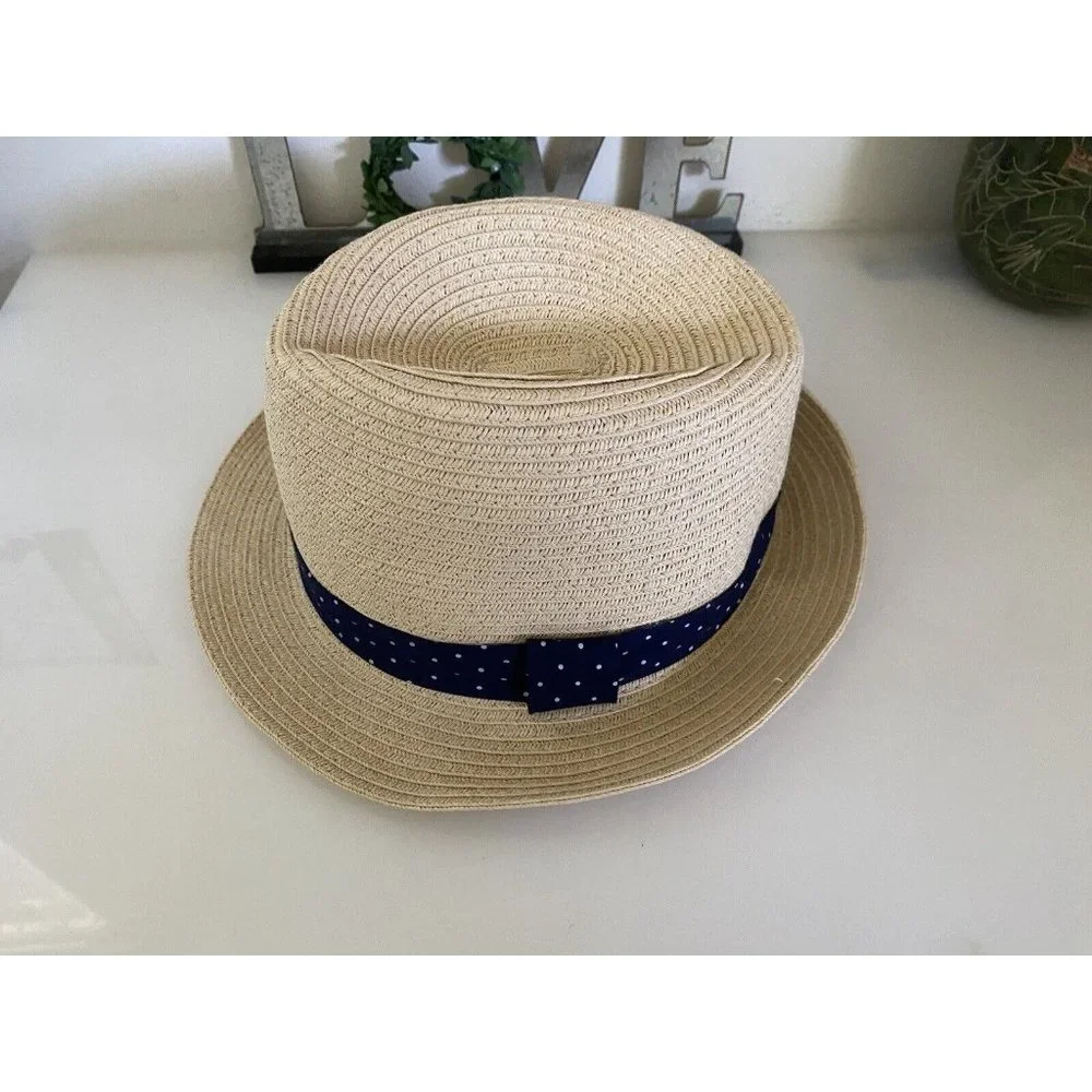 Carter’s 2 Fedora Straw Sun Hats Cap Blue Ribbon For‎ Child 2-4 Mint Condition!